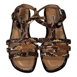 Manolo Blahnik Brown and Gold Sandals
